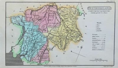 Antique Map WESTMORLAND, CUMBRIA, Capper Original Hand Coloured  1808