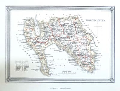 Antique Map WIGTOWNSHIRE SCOTLAND Fullarton Original Hand Colour Lithograph 1868