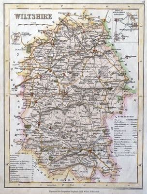 Antique Map WILTSHIRE, Archer original c1840