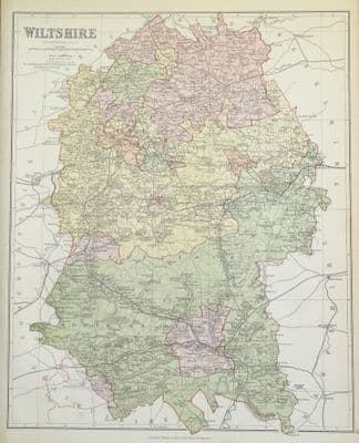Antique Map WILTSHIRE, Edward Weller Original c1870