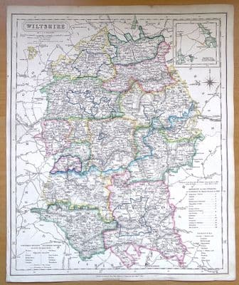 Antique Map WILTSHIRE J.&C. Walker original old vintage map 1836