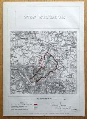 Antique Map WINDSOR, BERKSHIRE Boveney, Eton, Clewer, Datchet, Winkfield, Bray 1868