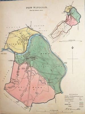 Antique Map WINDSOR, BERKSHIRE, ENGLAND Street Plan, Dawson Original  1832