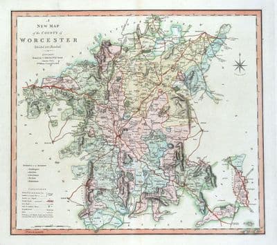 Antique Map WORCESTERSHIRE, Charles Smith Original large format 1808