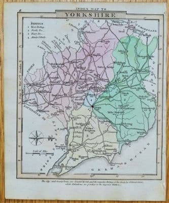 Antique Map YORKSHIRE, George Gray, Original Hand Coloured 1824