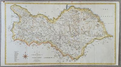 Antique Map YORKSHIRE NORTH RIDING Large Original J.Cary, Camden, Stockdale 1806