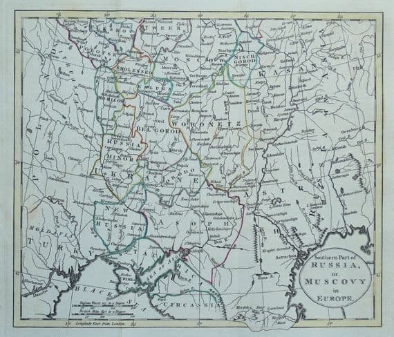 Antique Maps RUSSIA, MUSCOVY, William Guthrie, North & South Pair original 1794
