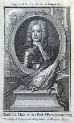 Antique Portrait Print CHARLES MORDAUNT, Earl of PETERBOROUGH original t 1761