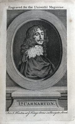 Antique Portrait Print LORD CARNARVON, ROBERT DORMER, Original Engraving t 1754