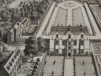 Antique Print ABBEY HOUSE Cirencester, Gloucestershire Original Johannes KIP Atkyns 1712