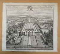 Antique Print ABBEY HOUSE Cirencester, Gloucestershire Original Johannes KIP Atkyns 1712