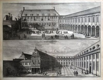 Antique Print AMSTERDAM, KALVERSTRAAT, BURGERWEESHUIS ORPHANAGE Commelin 1693