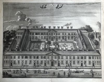 Antique Print AMSTERDAM, KARTHUIZERHOF, Huiszittenweduwenhof, Commelin 1693