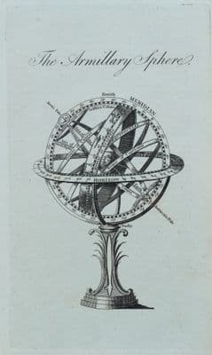 Antique Print ARMILLARY SPHERE Wiliam Guthrie original vintage engraving 1794