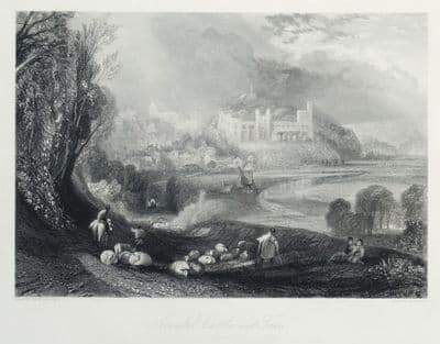 Antique Print  ARUNDEL CASTLE and TOWN  J.M.W. Turner Original engraving 1838