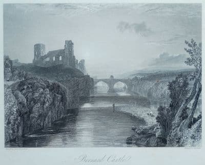 Antique Print BARNARD CASTLE, DURHAM J.M.W.Turner Original engraving 1838