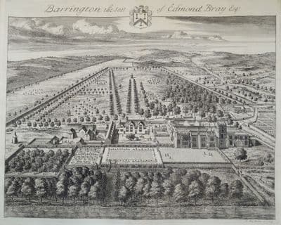 Antique Print BARRINGTON PARK, Burford, Cotswolds, Gloucestershire J.KIP 1712