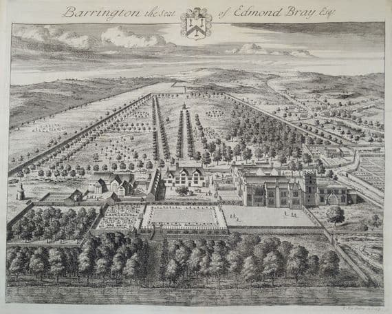 Antique Print BARRINGTON PARK, Burford, Cotswolds, Gloucestershire J.KIP 1712