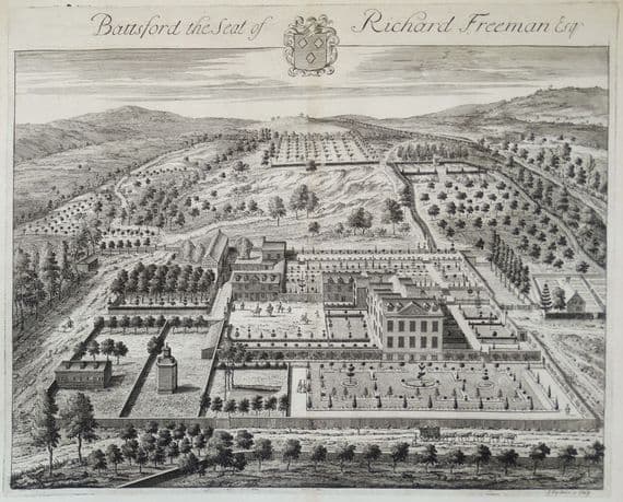 Antique Print BATTSFORD, Batsford, Moreton in Marsh, Cotswolds, Gloucestershire Johannes KIP 1712