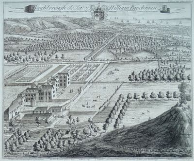 Antique Print BEACHBOROUGH, Etchinghill, Kent Original Johannes KIP, Harris 1719