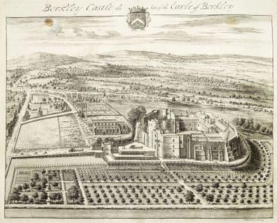Antique Print BERKELEY CASTLE Cotswolds Gloucestershire Original Johannes KIP, Atkyns 1712