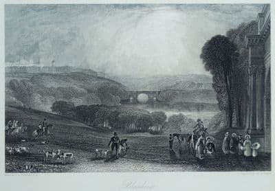 Antique Print BLENHEIM, OXFORDSHIRE J.M.W.Turner Original engraving 1838