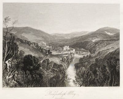 Antique Print BUCKFASTLEIGH ABBEY, DEVON J.M.W. Turner original engraving 1838