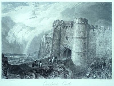 Antique Print CARISBROOKE CASTLE, Isle of Wight J.M.W.Turner old engraving 1838