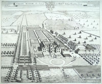 Antique Print CHILSTON PARK, Chilson Manor, Boughton Malherbe, Kent Original J. KIP, Harris 1719