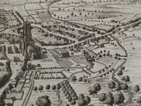 Antique Print CIRENCESTER Gloucestershire Bird's Eye town view Johannes KIP 1712