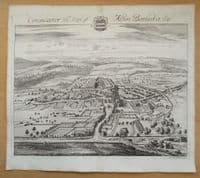 Antique Print CIRENCESTER Gloucestershire Bird's Eye town view Johannes KIP 1712