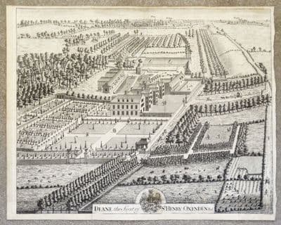 Antique Print DEANE COURT, Dene, Wingham, Kent, Original KIP, Harris 1719