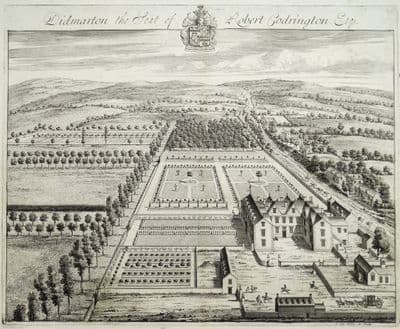 Antique Print DIDMARTON Nr Tetbury Cotswolds Gloucestershire Original Johannes KIP, Atkyns 1712