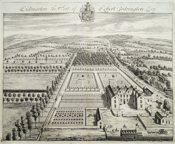Antique Print DIDMARTON Nr Tetbury Cotswolds Gloucestershire Original Johannes KIP, Atkyns 1712
