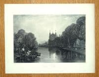 Antique Print ETON COLLEGE, BERKSHIRE J.M.W.Turner Original Vintage 1838