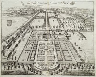 Antique Print FAIRFORD, Gloucestershire Original Johannes KIP, Atkyns 1712