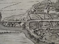 Antique Print GLOSTER City, GLOUCESTER birds eye street plan Original Johannes KIP, Atkyns 1712