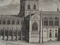 Antique Print GLOUCESTER CATHEDRAL Original Johannes KIP, Atkyns 1712