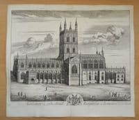 Antique Print GLOUCESTER CATHEDRAL Original Johannes KIP, Atkyns 1712