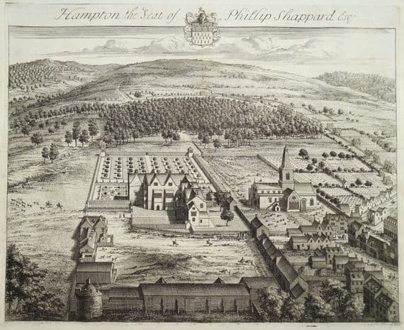 Antique Print HAMPTON PARK, Lammas, Minchinhampton, Gloucestershire, Original J.KIP, Atkyns 1712