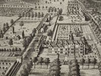 Antique Print HATHEROP CASTLE, Fairford, Cotswolds, Gloucestershire Original Johannes KIP engraving
