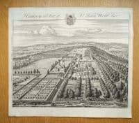 Antique Print HATHEROP CASTLE, Fairford, Cotswolds, Gloucestershire Original Johannes KIP engraving
