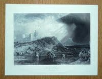 Antique Print HOLY ISLAND LINDISFARNE Northumberland J.M.W.Turner engraving 1838
