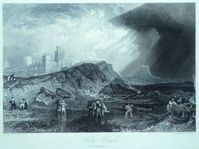 Antique Print HOLY ISLAND LINDISFARNE Northumberland J.M.W.Turner engraving 1838