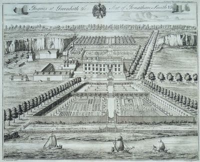 Antique Print INGRESS ABBEY, Greenhithe, Kent Original Johannes KIP, Harris 1719