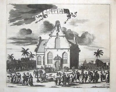 Antique Print JAKARTA, CHURCH OF THE CROSS, JAVA, INDONESIA, Original Engraving  1744