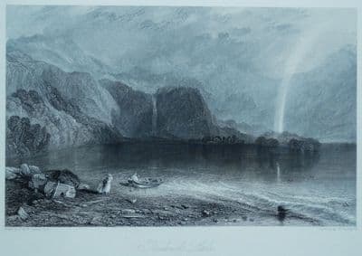 Antique Print KESWICK, DERWENTWATER, CUMBRIA, Lake District J.M.W. Turner 1838