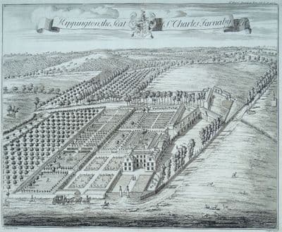 Antique Print KIPPINGTON HOUSE Sevenoaks Kent Original Johannes KIP, Harris 1719
