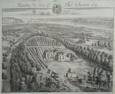 Antique Print KNOLE, ALMONDSBURY, Bristol, Gloucestershire J.KIP bird's eye 1712