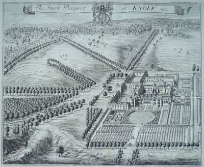 Antique Print KNOLE South Prospect, Sevenoaks, Kent Original J.KIP, Harris 1719